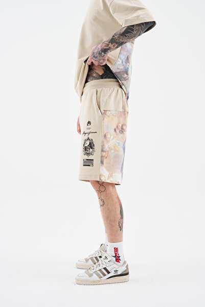 Machinist Еркек Картина в стилі бароко Друкована м'яка Bej Şort