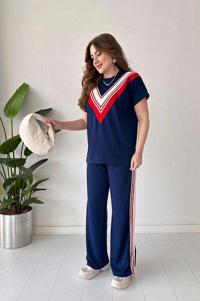 MaziButik V-Strip Modal Suit Navy Blue