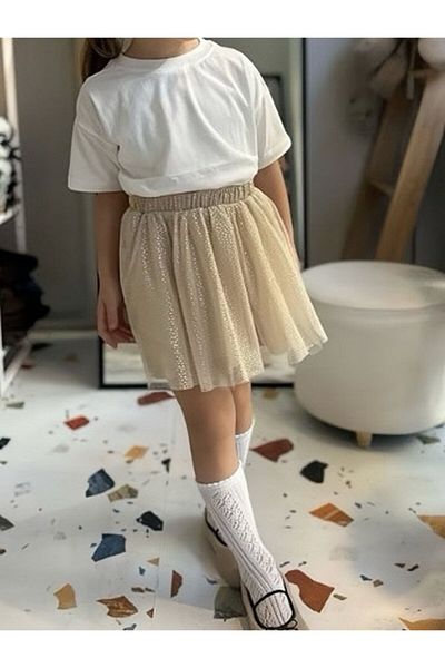 Pink Hippo Kids Κοριτσίστικη φούστα από τούλι ασημί