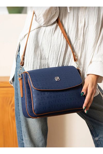 Just Polo حقيبة كتف نسائية من Justpolo باللون الأزرق الداكن