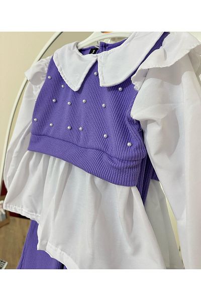 MODA Girl Child Pearl Detailed Double Suit