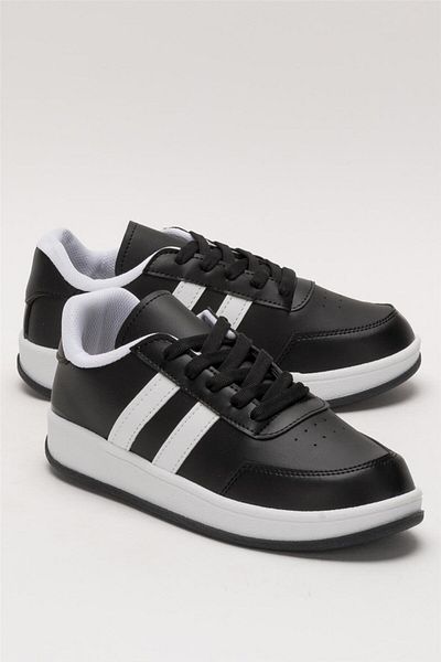 Liger Unisex Flat Light Sole Casual Sneaker Παπούτσια ΜΑΥΡΟ - ΛΕΥΚΟ