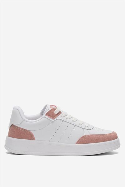 Liger Unisex Flat Light Sole Casual Sneaker Παπούτσια ΛΕΥΚΟ - ΠΟΥΝΤΡΑ