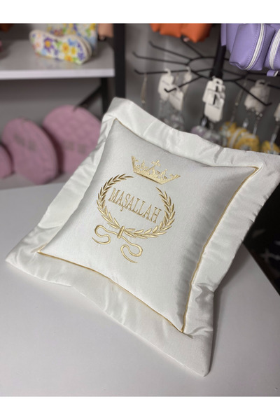 Pearl Teks Maşallah yazılı kırlent