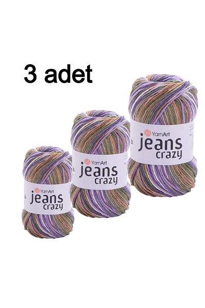 Yarnart Yarn Art Jeans Crazy  Υψηλής Ποιότητας Γέα Ινα 7207 Punch Ινα 3'Λου Πακέτο