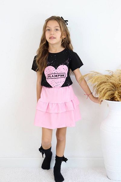 sinmm Girl's Blackpink Detail Waiter Skirt Suit