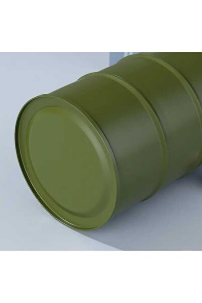 kho military design 750 Ml. Large Capacity Petrol Barrel Form Khaki Color 304 Stainless Flask