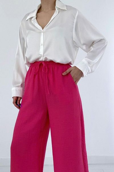 Modayakamoz Fuchsia Linen Trousers