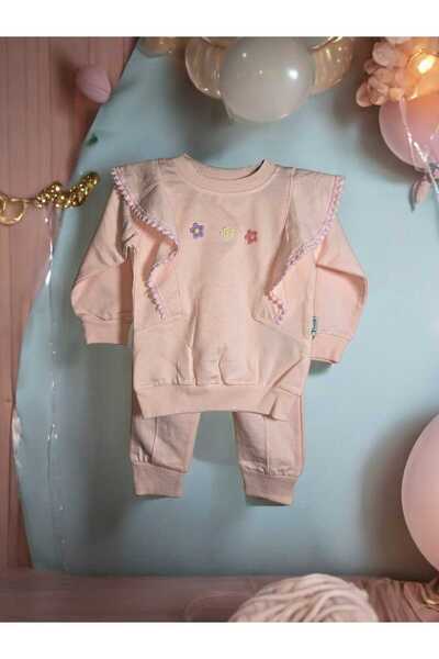 ÇİÇEKLİ 2Lİ ALT ÜST KIZ BEBEK TAKIMI 3 6 9 12 18 AYLIK