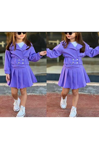 MOD10 Kız Çocuk Etekli Mevsimlik Üçlü Takım