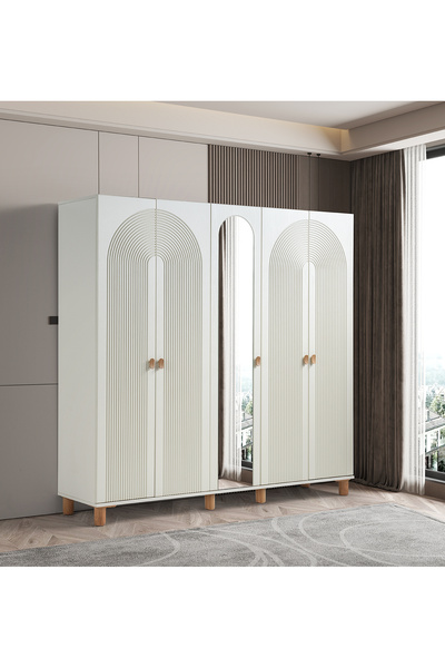 Pema Home Elegance %100 Mdf Membran 5 Kapaklı Dolap Gardırop