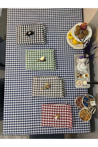 ŞENER HOME Pânză de picnic King Size - Față de masă și față de masă Gingham 170x170 cm