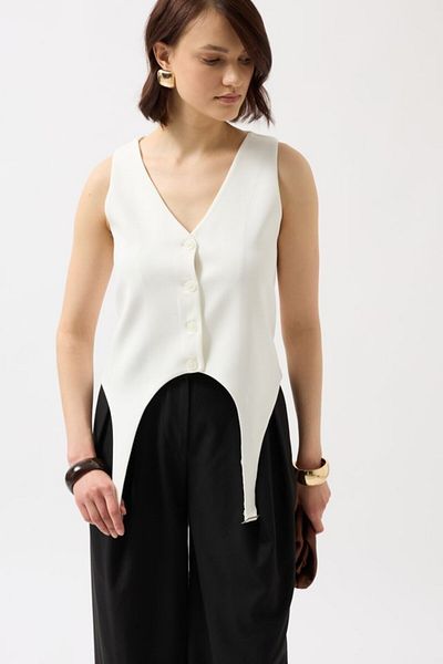 MD Kumsal Belt Detail V-Neck Vest