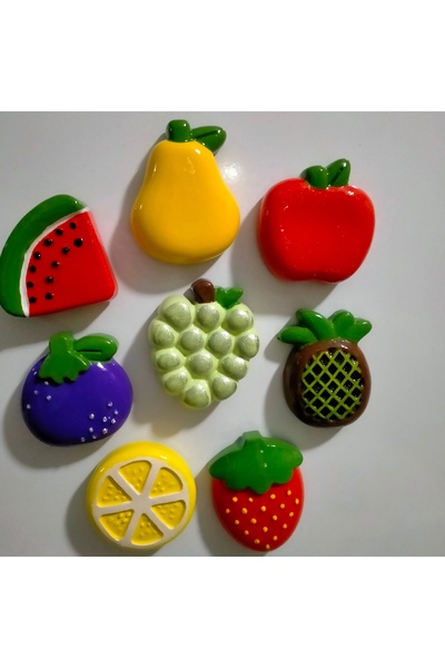 Minihobiev 8li magnet set , ananas, elma , üzüm , limon , patlıcan, armut , k...
