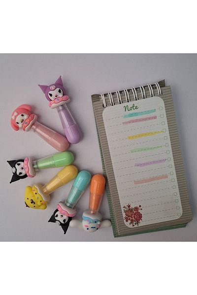 BALCI HEDİYELİK Kuromi Melody Highlighter 6 Different Color Pens