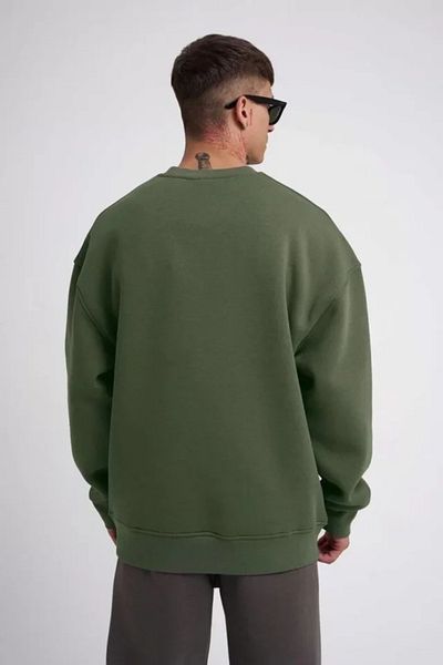Bay Şapkacı Silky Unisex Crew Neck Three Thread Sweatshirt - Khaki