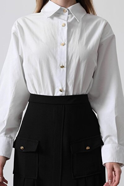 JANES Сорочка з контрастними складками - Біла сукня