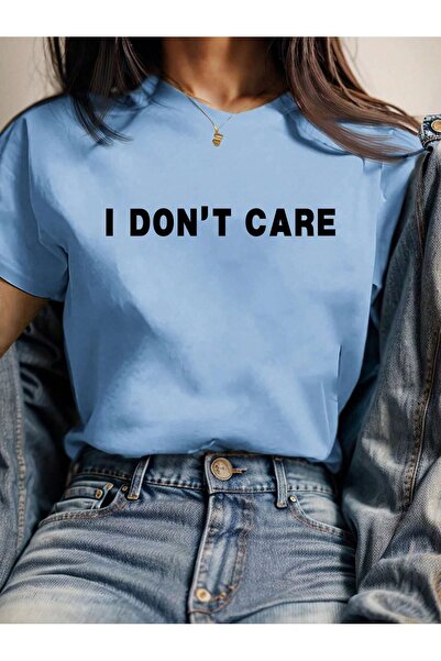 OVER HEAD Γυναικείο μπλουζάκι I Don't Care με τύπωμα oversized