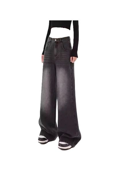 KOTOLOG Wide Leg Baggy Jean Trousers Smoked Washed Rotro