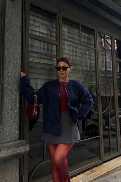 Moka Shopin Mokashopin Bluz with Zipper - Navy Blue