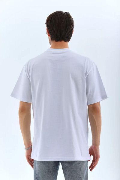 JANES Λευκό μπλουζάκι Unisex Oversize Stone με λεπτομέρεια με λαιμόκοψη