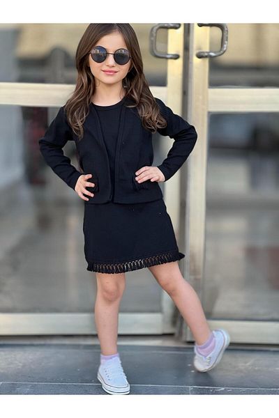 renkli diyar Girl's Dress - Cardigan, Two Sets for Sleeping, Eid