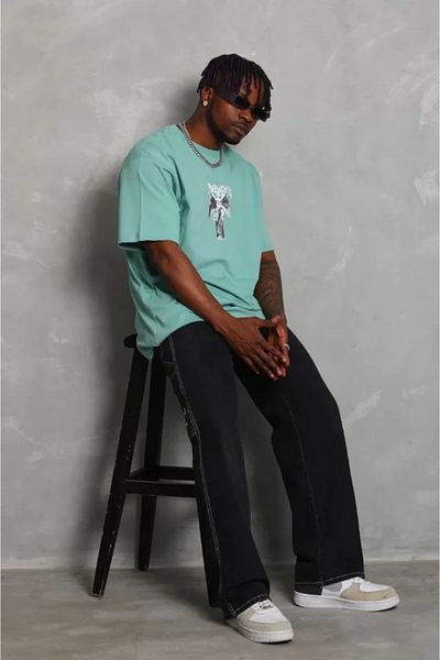 Modayakamoz Μπλουζάκι Unisex Oversize Mint Green Crew Neck