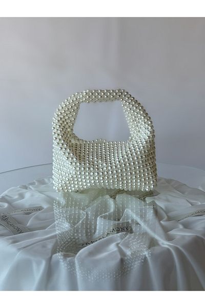 Balamony Ivory Pearl Mini Evening Dress and Handbag Suitable for Daily Use