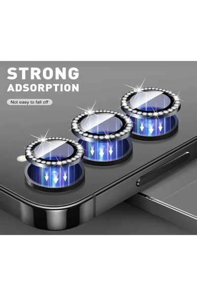 ENİLTECH Samsung Galaxy A16 Compatible Metal Decorated Stone Tempered Lens Protector