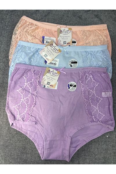 Anıt ANIT 3-Piece High Waist Recovery Side Lace Detail Cotton Bato Women's Panties