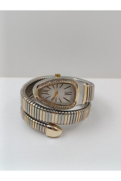 Crrju Snake Model, Wrap Watch, Women's Wristwatch Gold-Silver Color