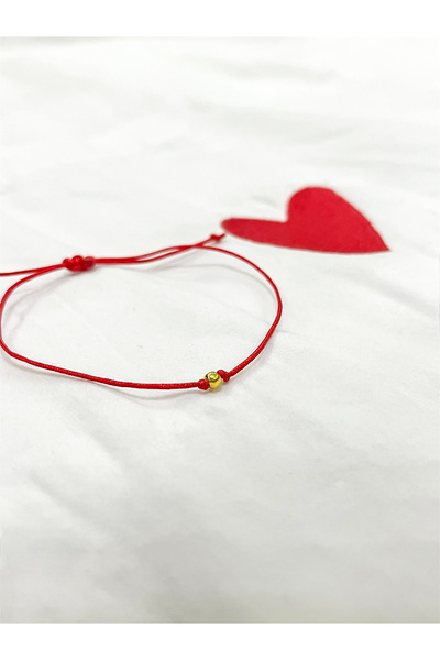 Jewelyf Kırmızı Ip Bileklik Ayarlanabilir Minimal Top Şans Bilekliği Unisex A...