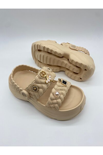 Sonimix 169.01 Örgülü Crocks Taşlı Ortopedik Terlik