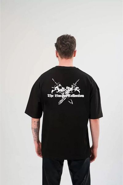 COTTONLAB Μπλουζάκι Unisex Crew Neck Printed Oversize - Μαύρο