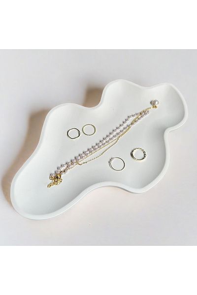 Minima Art Studio Wave Pattern Decorative Jewelry Organizer Jewelry Product Shooting Set Presentation Plate
