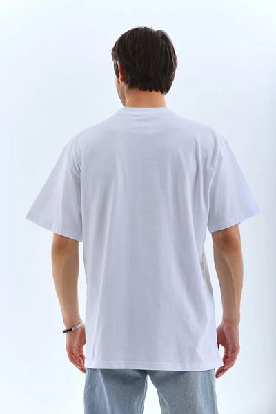 JANES Λευκό μπλουζάκι Unisex Oversize Stone με λεπτομέρεια με λαιμόκοψη