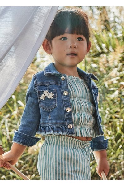 MAYORAL Kız Bebek Fırfırlı Denim Ceket 1-3 Yaş Mavi