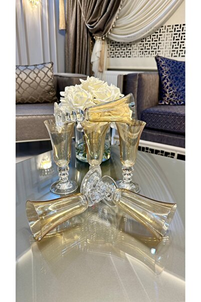 Vakıf home Bohemia Kristal Ayaklı Gold Kahve Yanı Su Bardağı