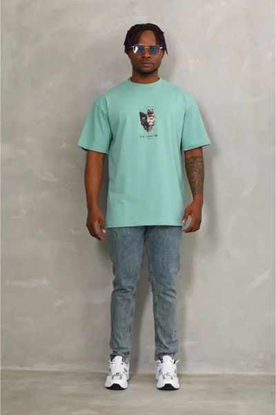 Modayakamoz Μπλουζάκι Unisex Oversize Mint Green Crew Neck