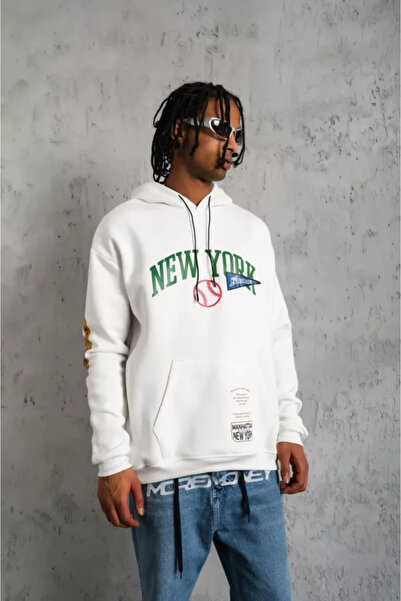 JANES Біла чоловіча толстовка з капюшоном і принтом