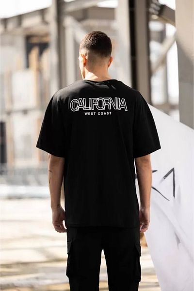 COTTONLAB Μπλουζάκι Unisex Crew Neck Printed Oversize - Μαύρο