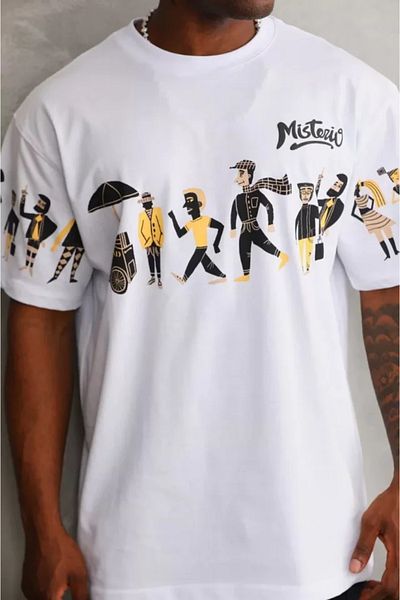 YALÇIN Vogueway Unisex Crew Neck Printed Oversize T-Shirt - White