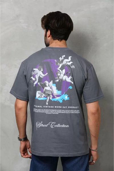 JANES Καπνιστό μπλουζάκι Unisex Oversize Crew με στάμπα