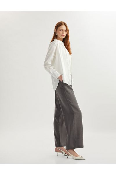 Koton Wide Leg Trousers with Pockets and Pleats
