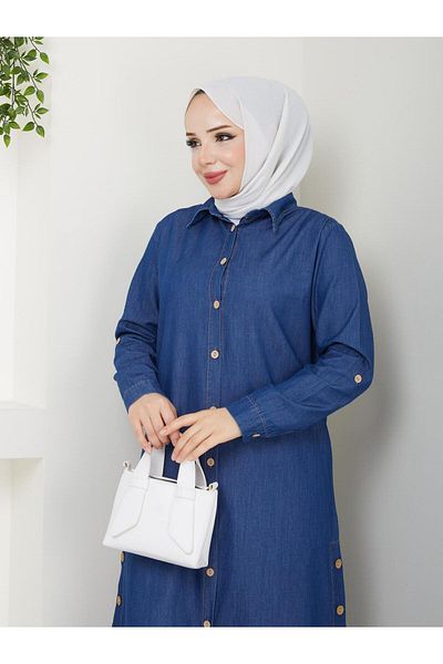 PALME D'OR Women's Wooden Button Detailed Trousers Double Denim Suit