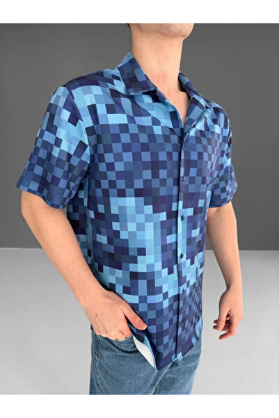 JANES Сорочка з двома нитками з принтом - синя