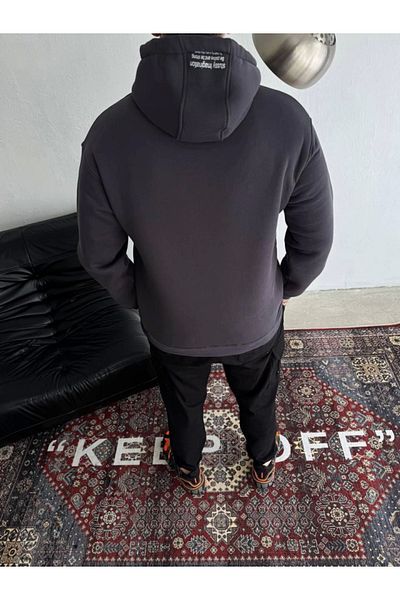 MD Kumsal Smoked Hooded Printed Three Thread Sweatshirt