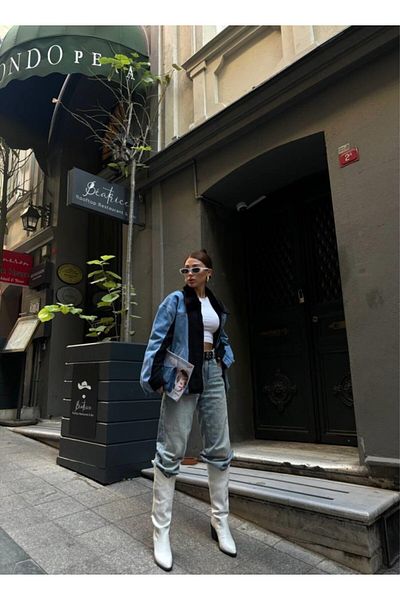 JANES Garnished Denim Coat - Black