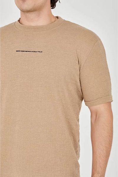 JANES Μπλουζάκι Unisex Jacquard Fabric Slim Fit - Καφέ