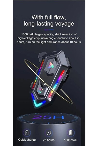 Zoli V20 Motosiklet Intercom Bluetooth Kask İnterkom Stereo Ses, Gürültü Azaltma, RGB Renkli Işıklı